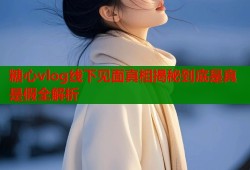 糖心vlog线下见面真相揭秘到底是真是假全解析